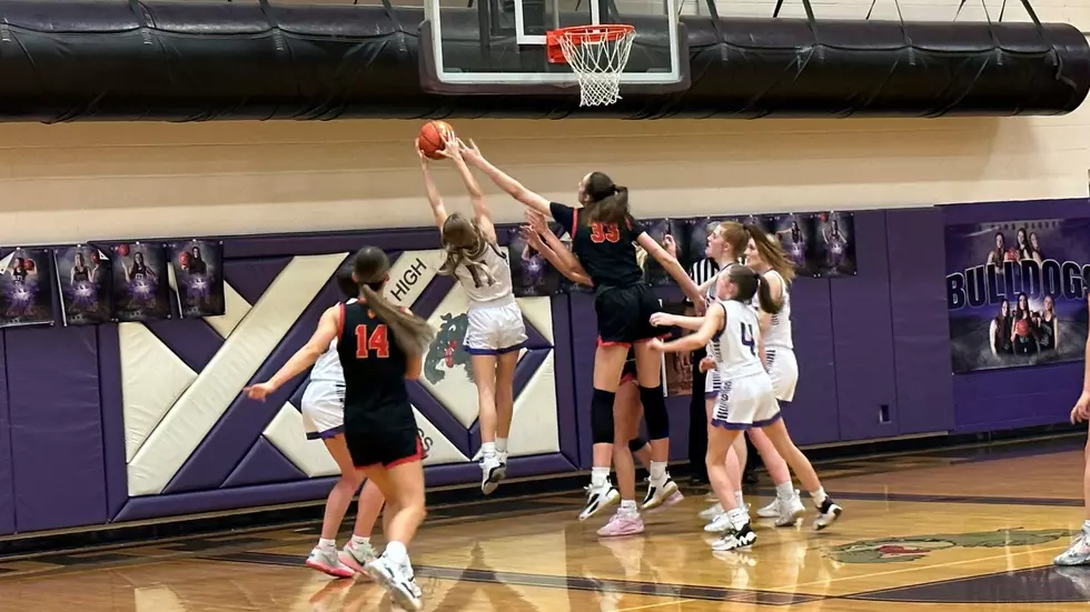Butte High's Dylann Bartoletti gets a rebound. Photo: Tommy O/Townsquare Media